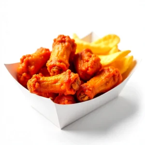 10pcs Of Hot Chicken Wings With Chips